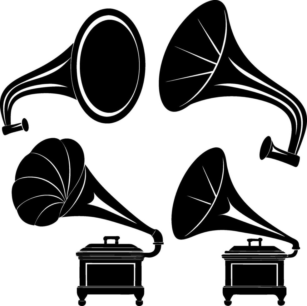 Antique gramophone silhouette art vector