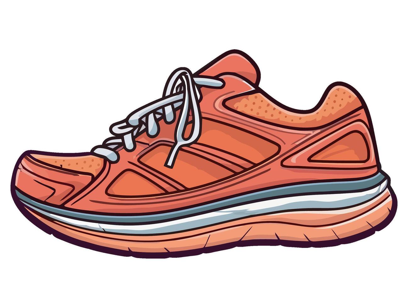 An orange running shoe with laces on the side vector