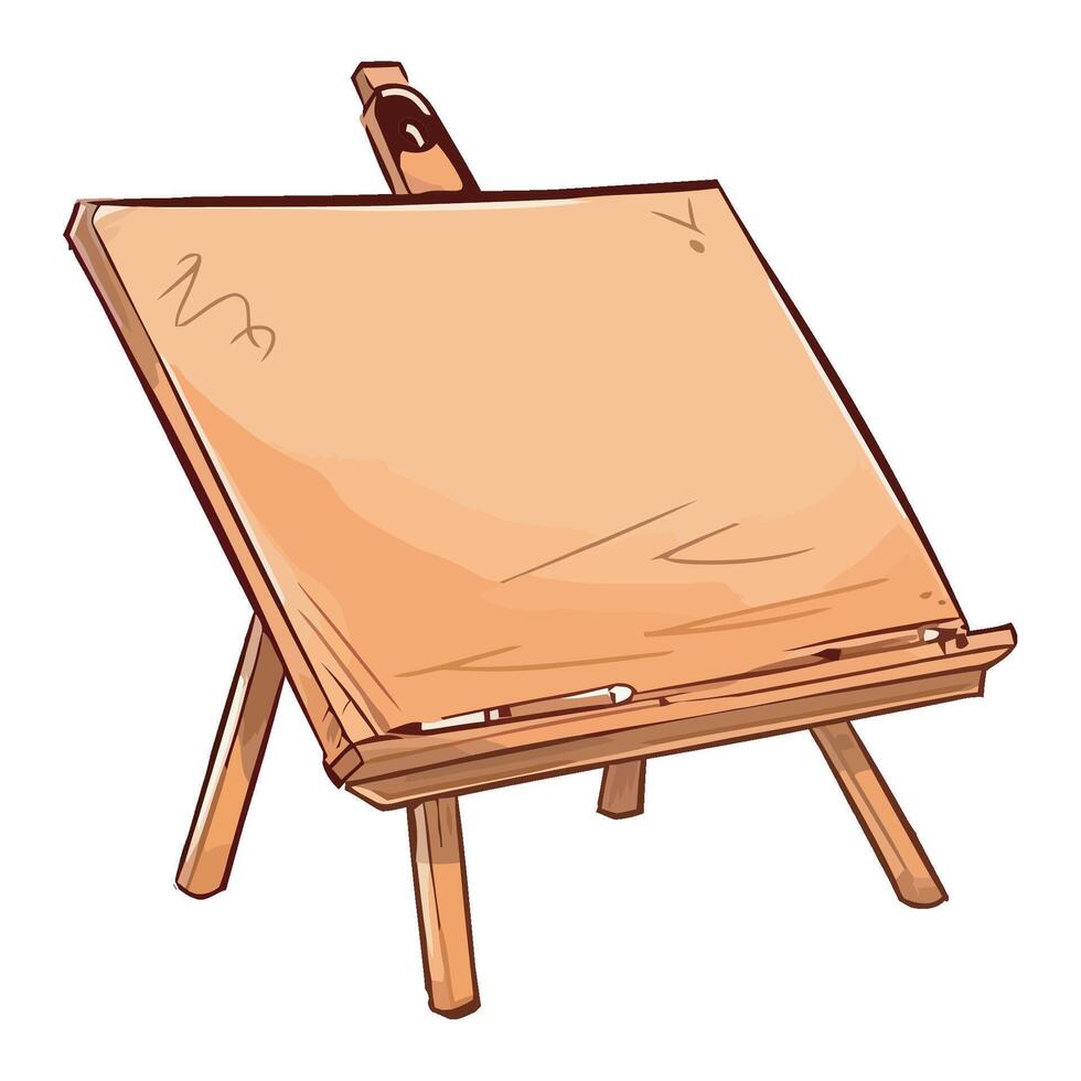 An easel with a blank canvas on it vector