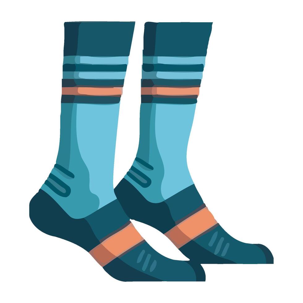 A pair of blue socks with orange stripes vector