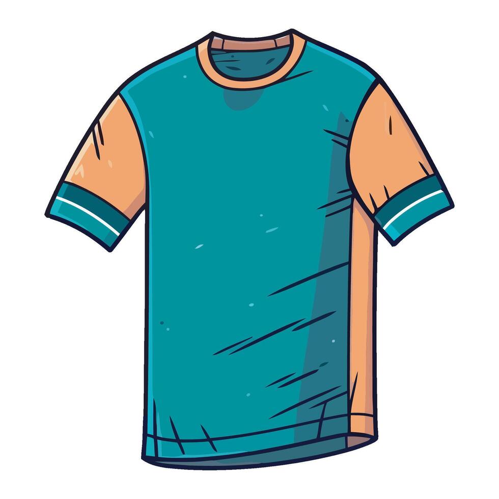 A blue and orange t - shirt with a white collar vector