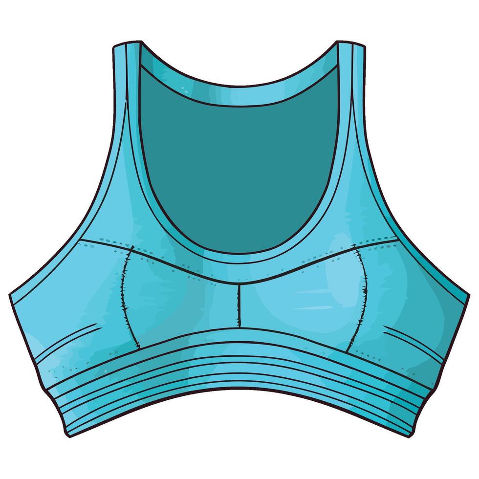A blue sports bra top with a zipper vector
