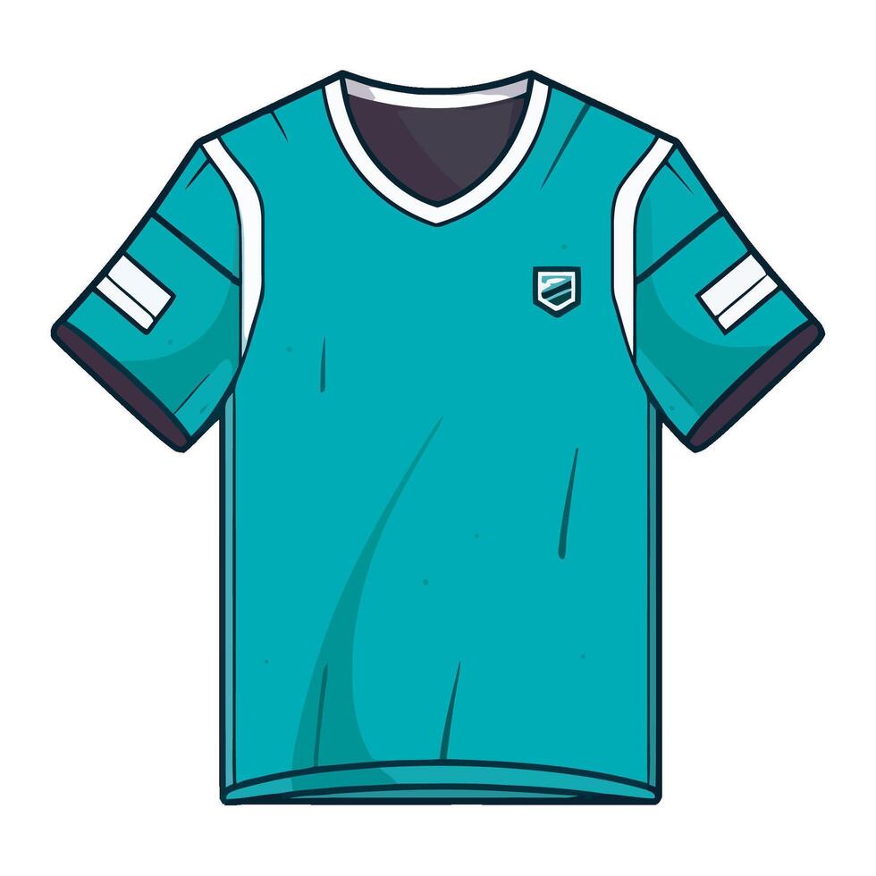 A teal soccer jersey with white trim vector
