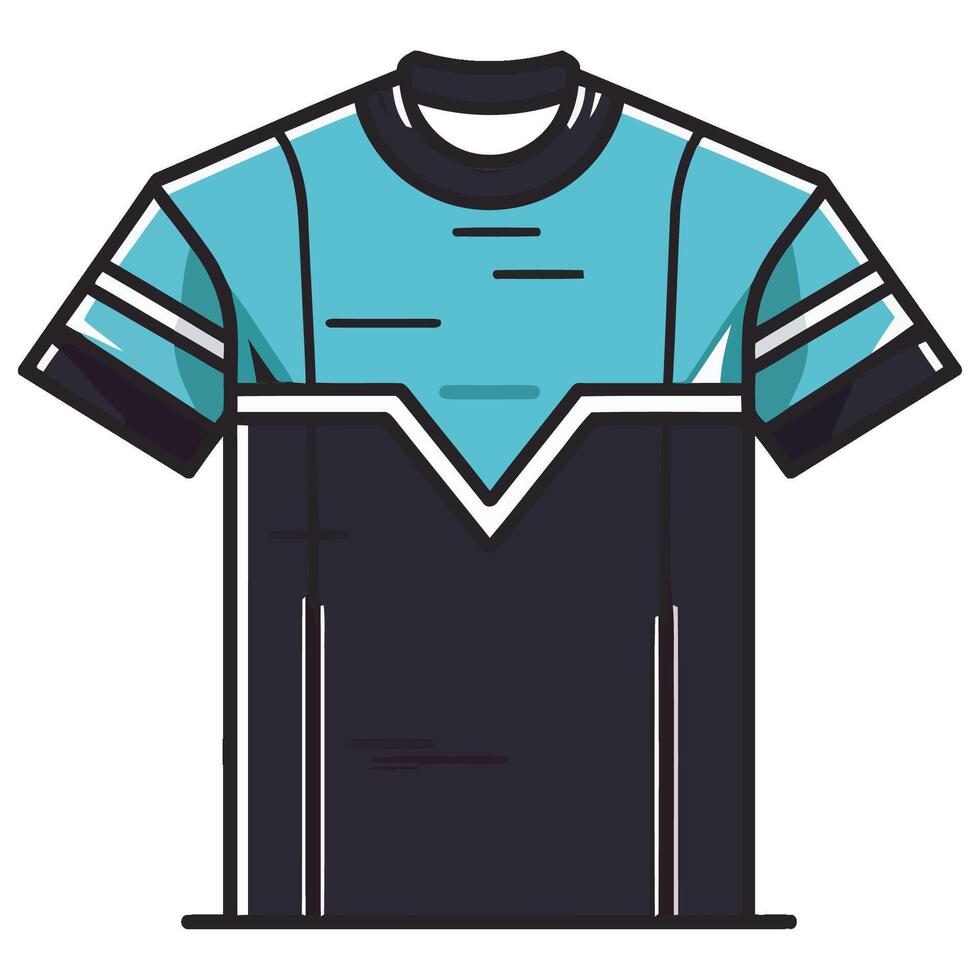 A blue and black t - shirt with a black and white design vector