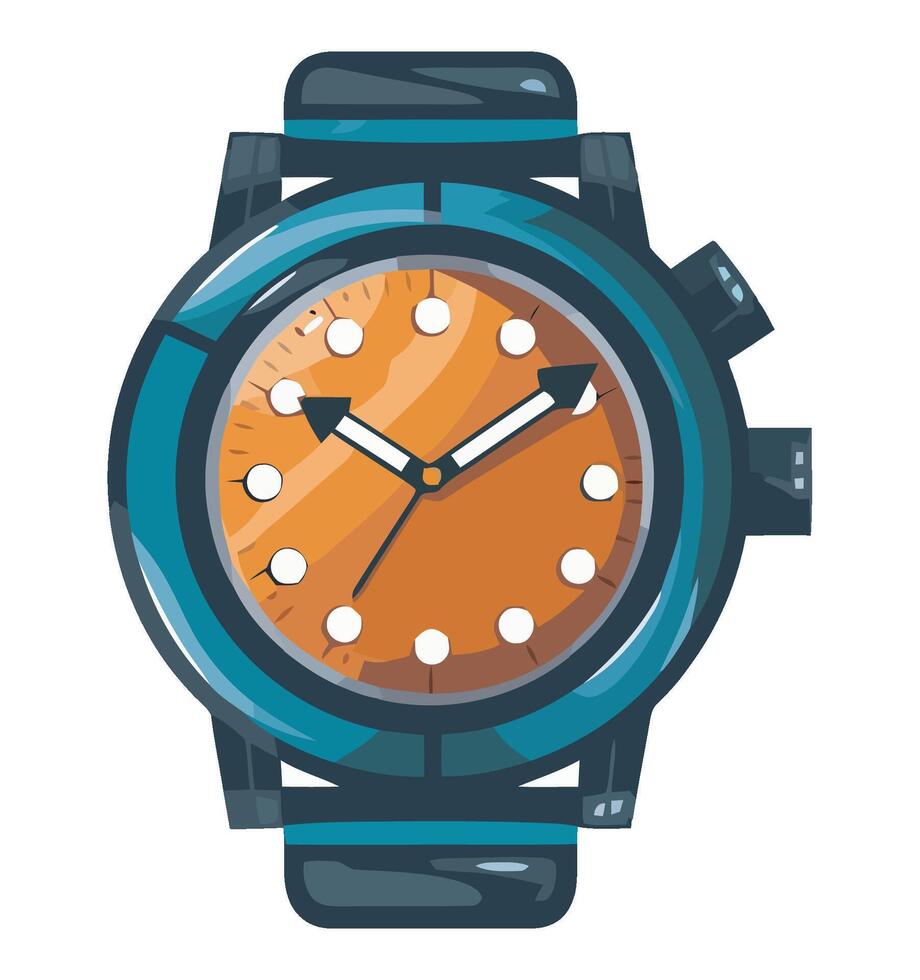 A watch with orange and blue face on a white background vector