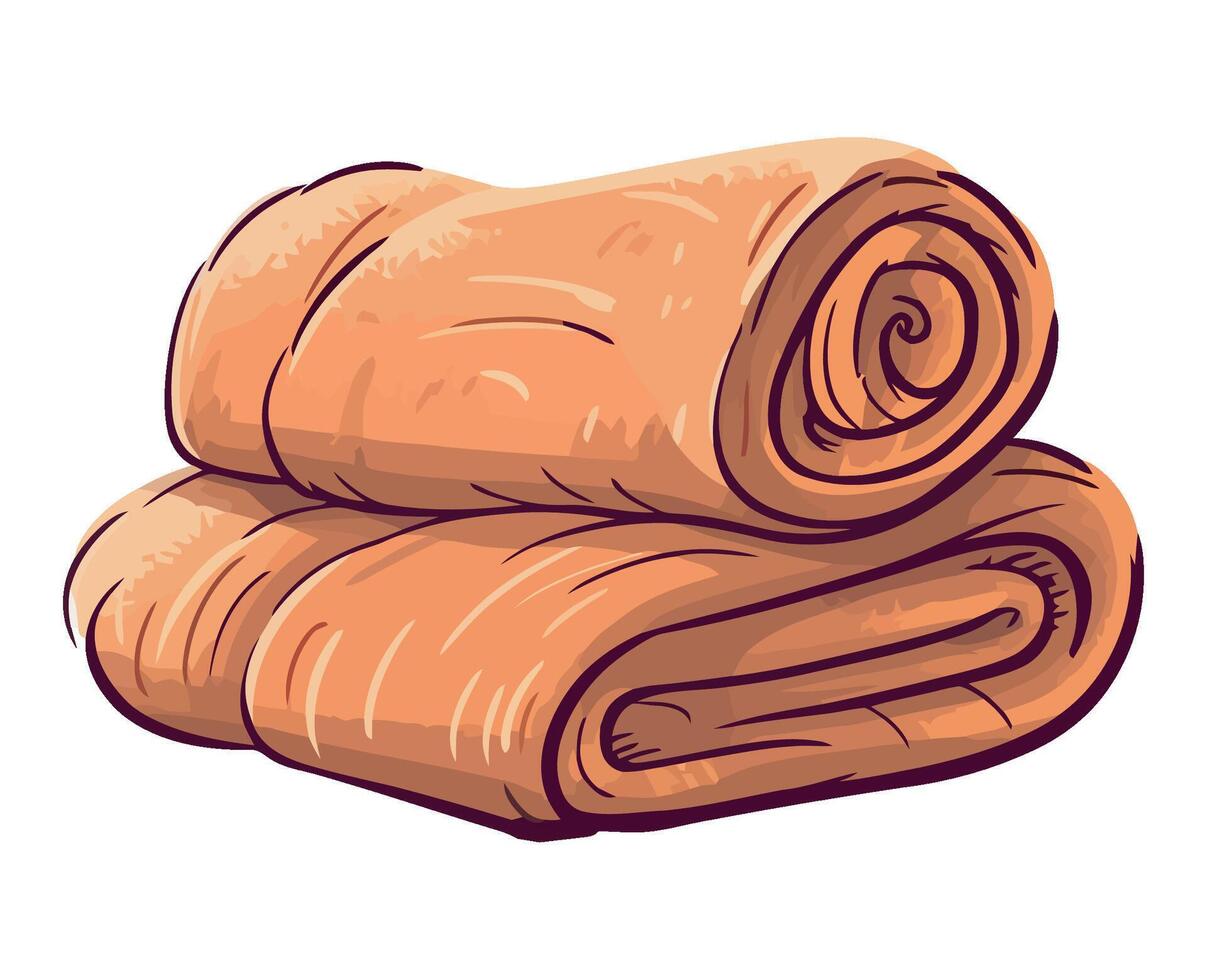 A pile of rolled up towels on a white background vector