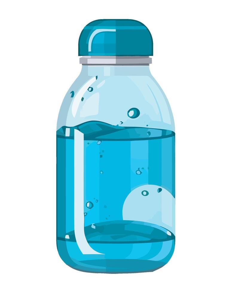 A blue glass bottle with water inside vector