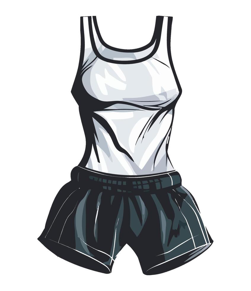 A female sports outfit with a tank top and shorts vector