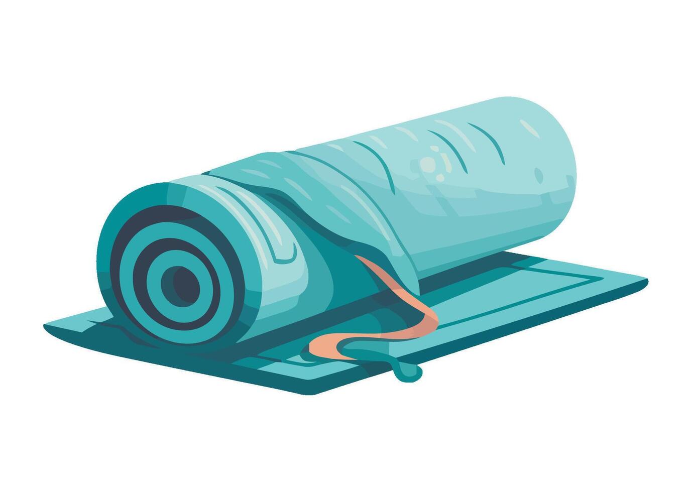 A rolled up towel on a blue mat vector