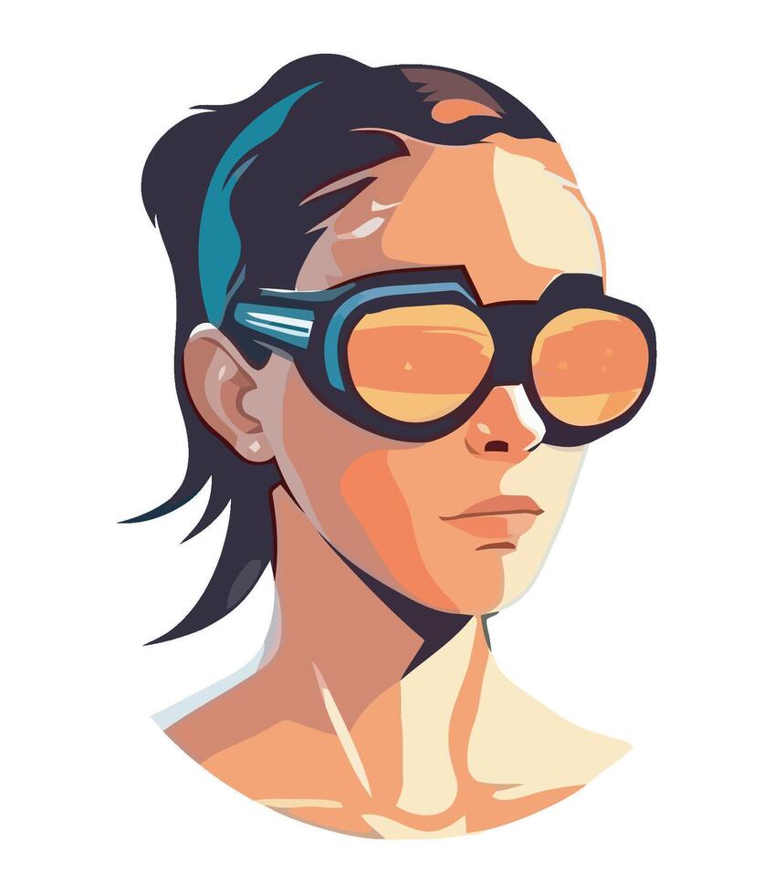 A woman wearing goggles and a hat vector