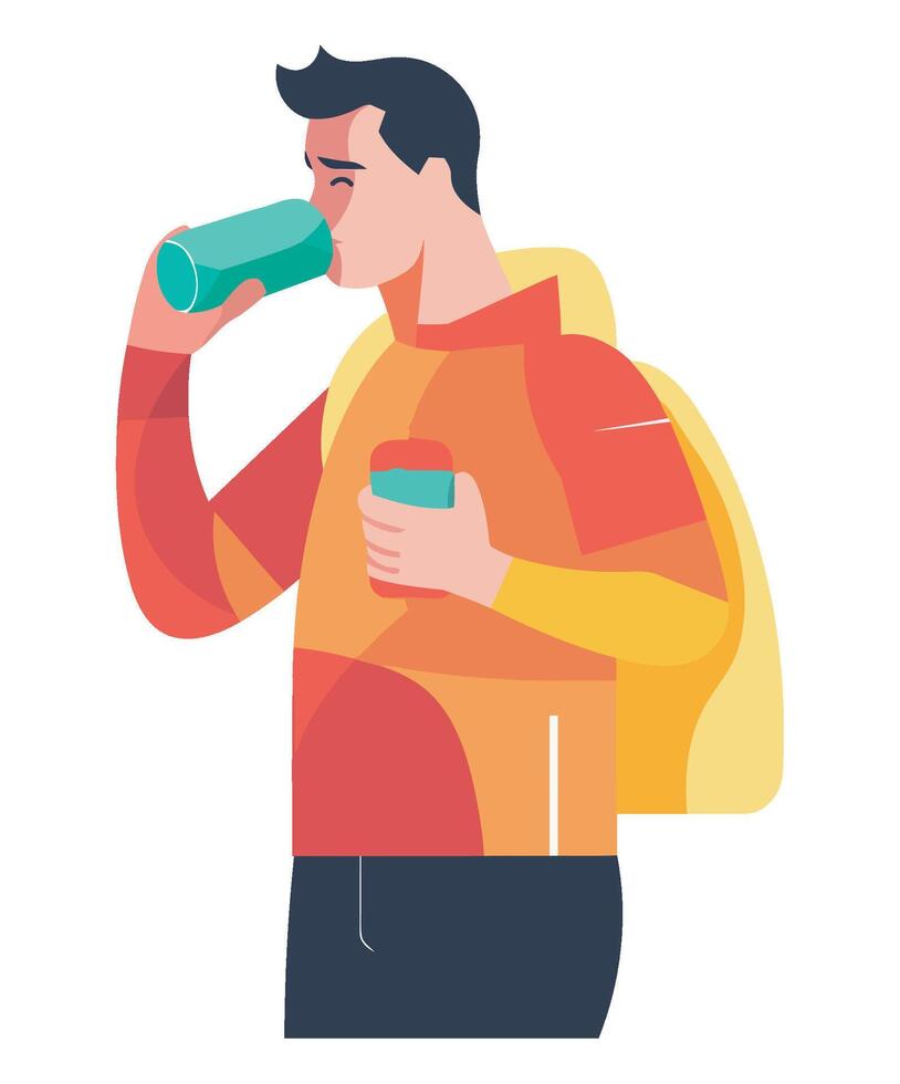 Man drinking water, illustration vector