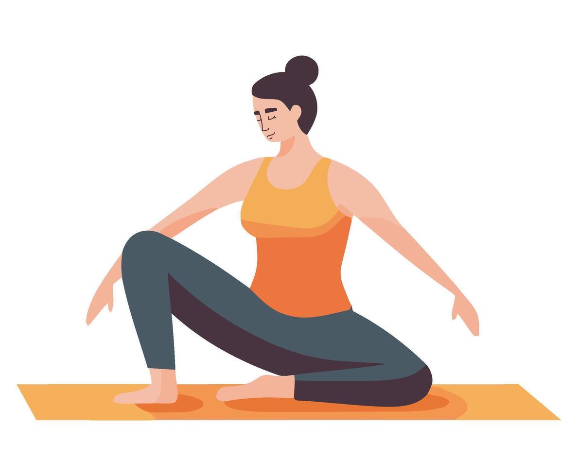 A woman is doing yoga in a pose vector