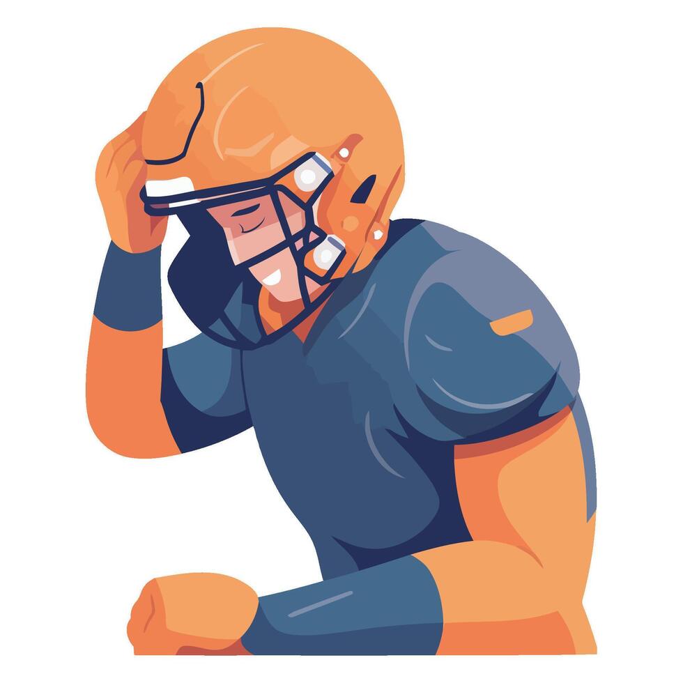 An illustration of a football player with his helmet on vector