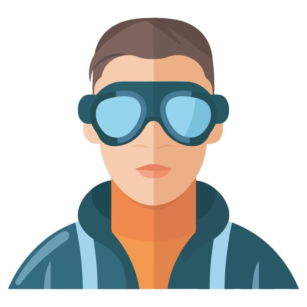 A man wearing goggles and a jacket vector