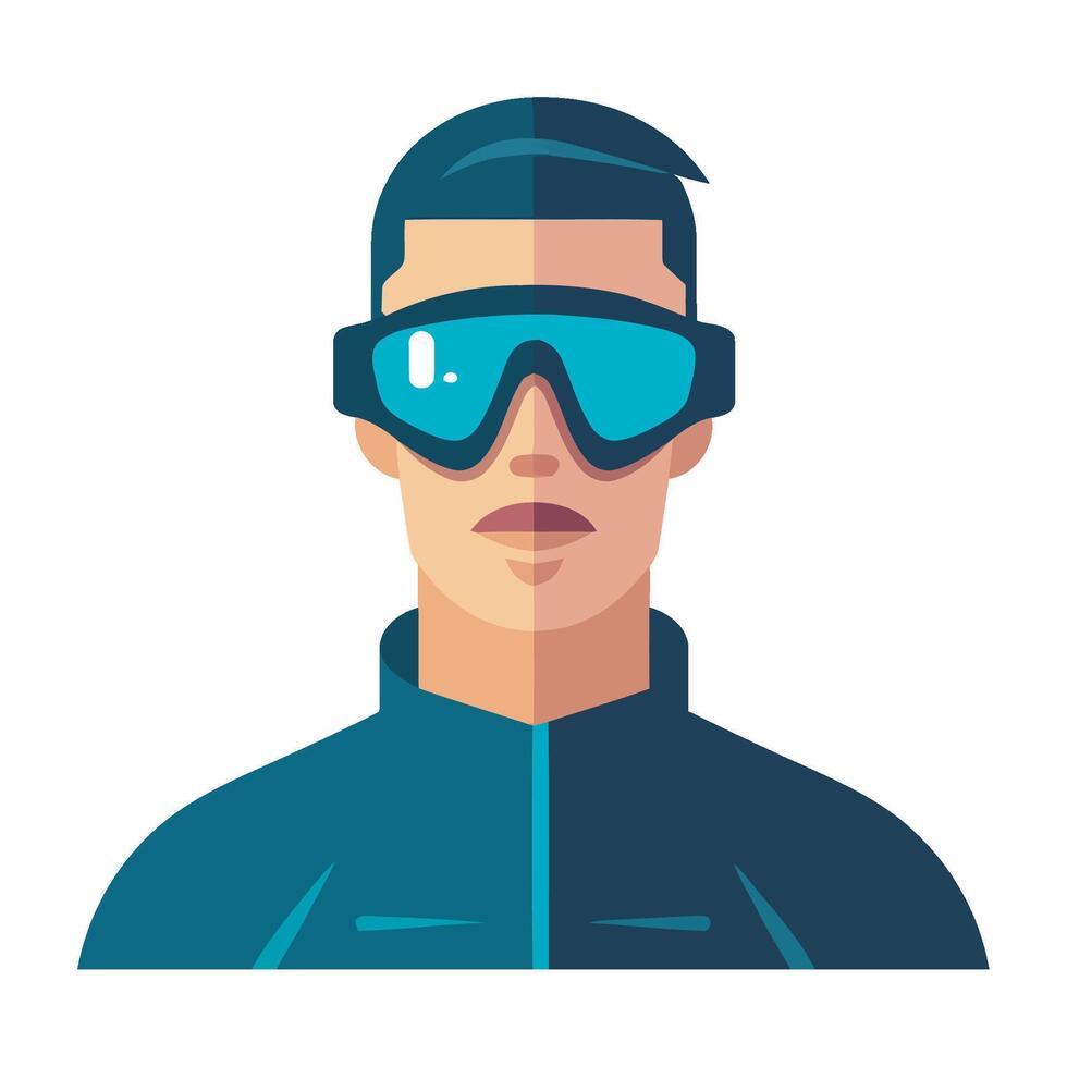 A man wearing goggles and a helmet vector