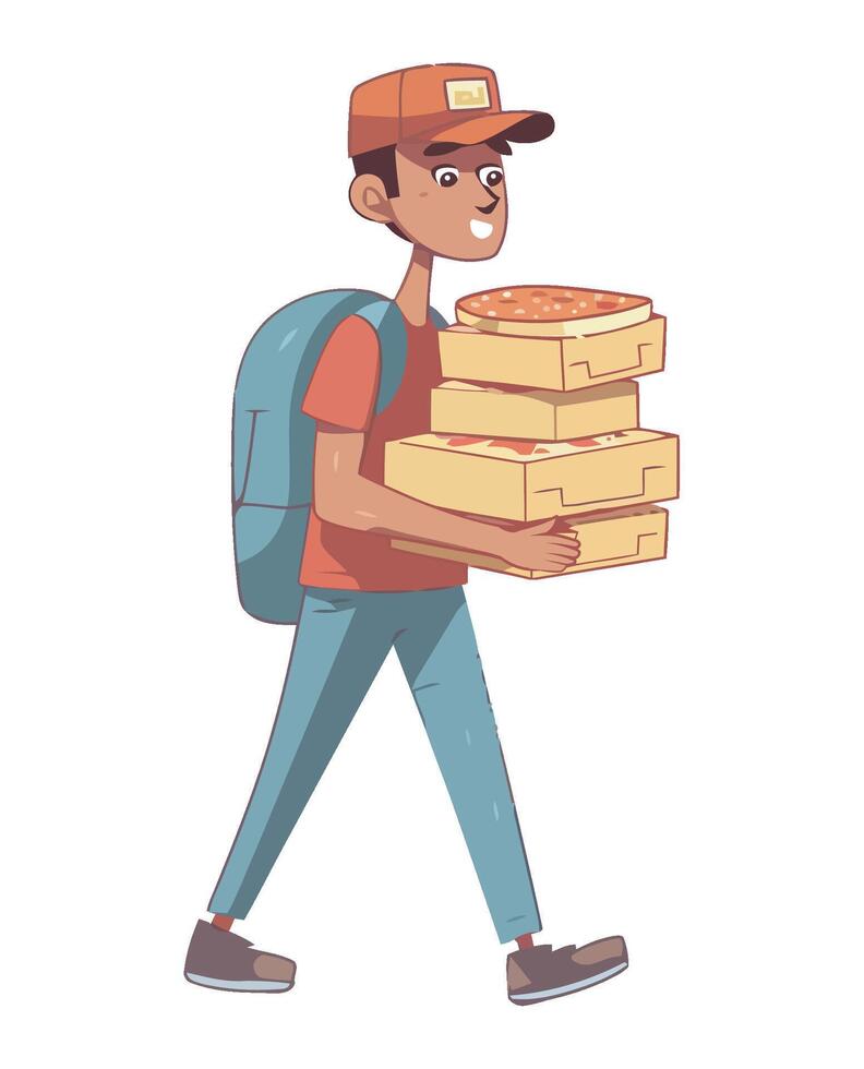 A man carrying pizza boxes vector