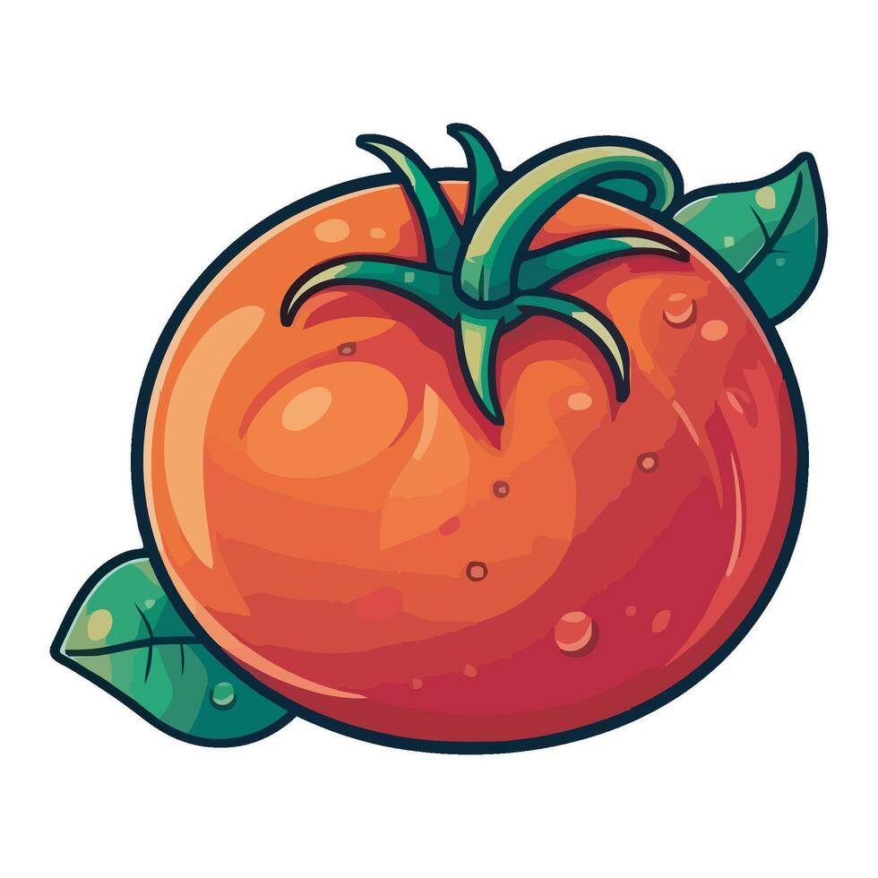 Tomato with leaves illustration vector