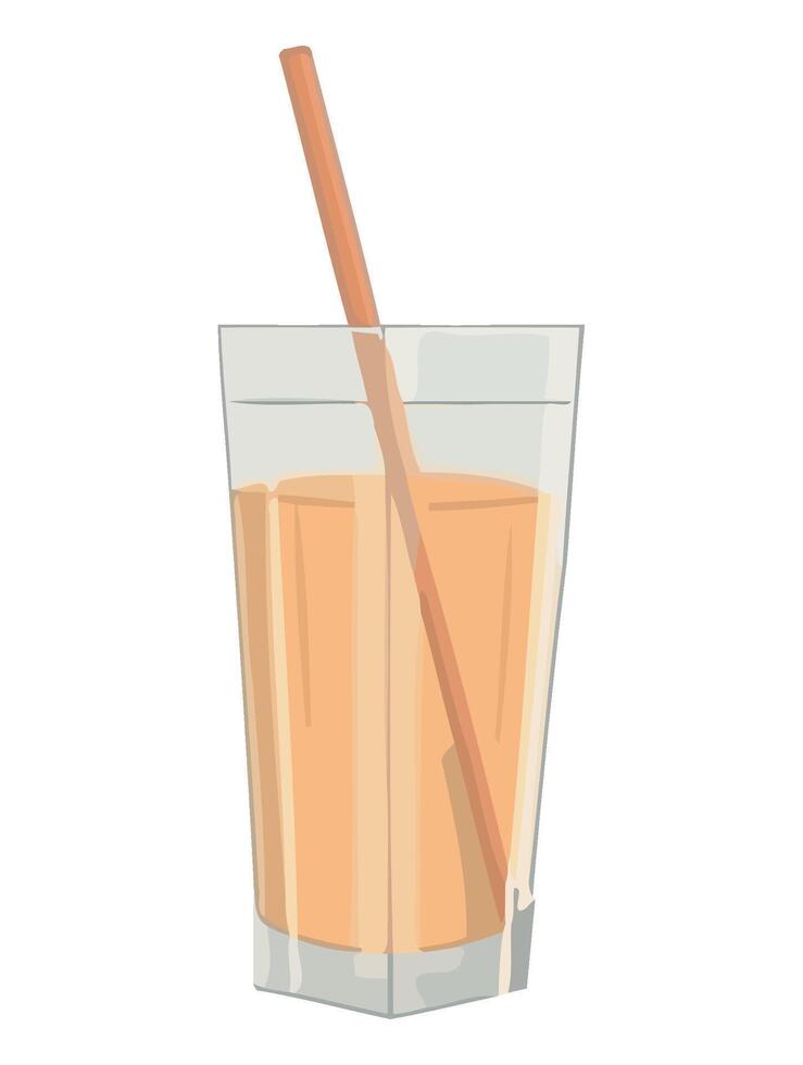 A glass of orange juice with a straw vector