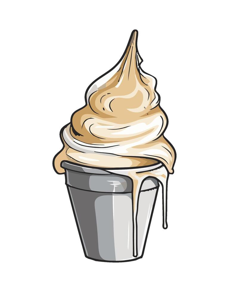 Ice cream with whipped cream in a cup illustration vector