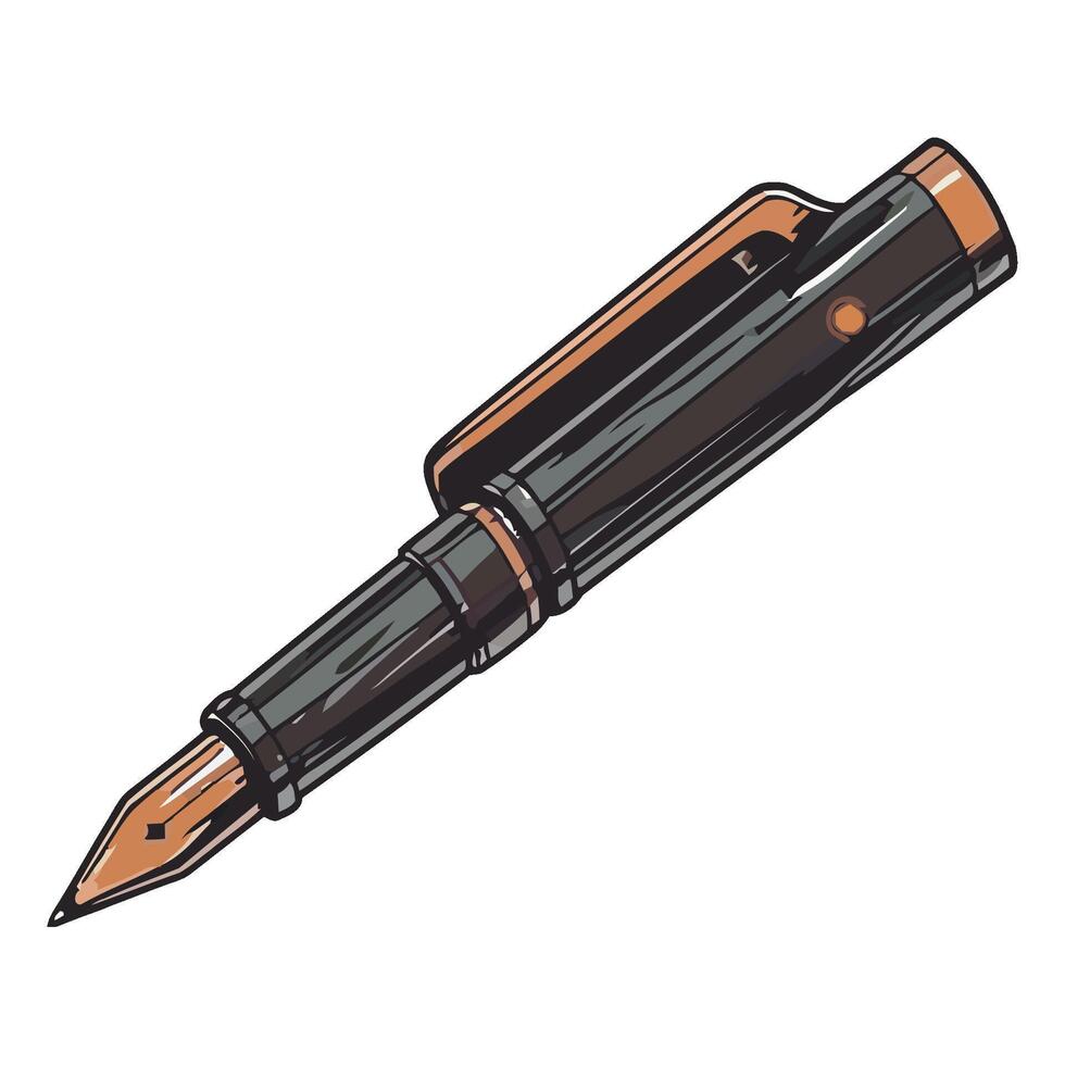 A black and orange fountain pen on a white background vector