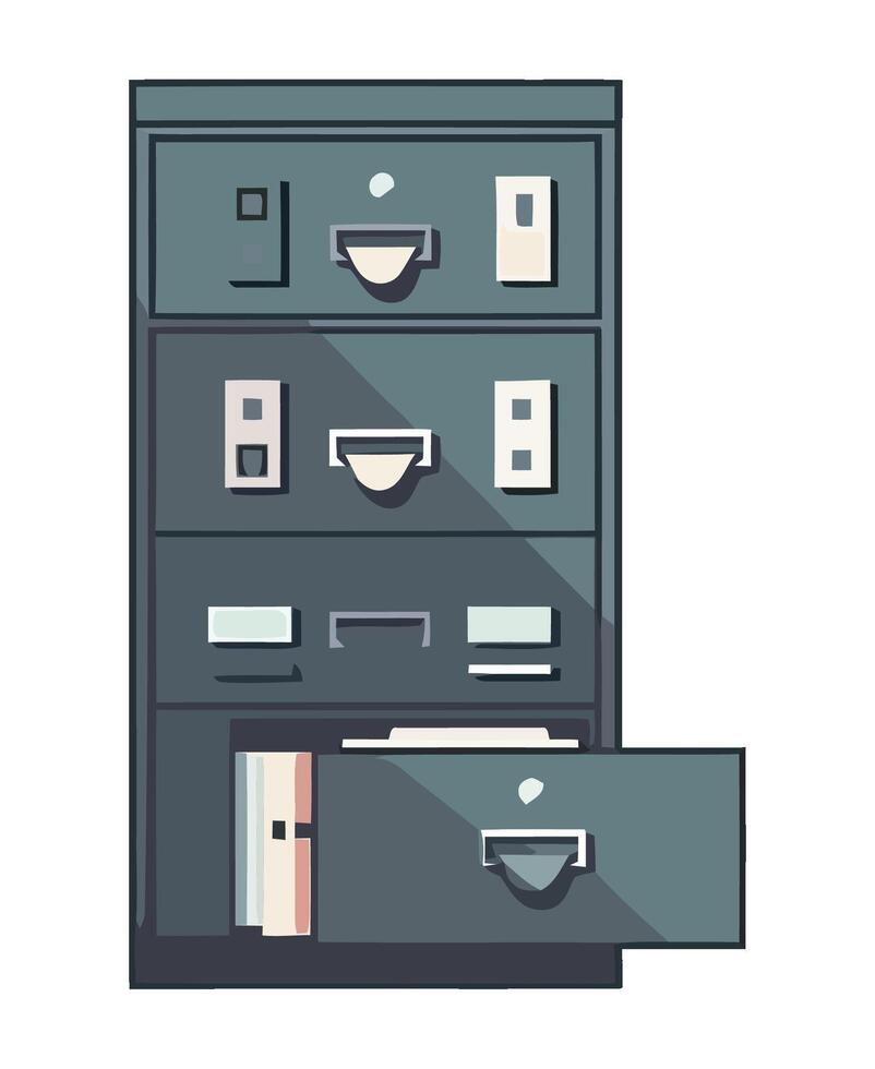 File cabinet with file folders and files illustration vector