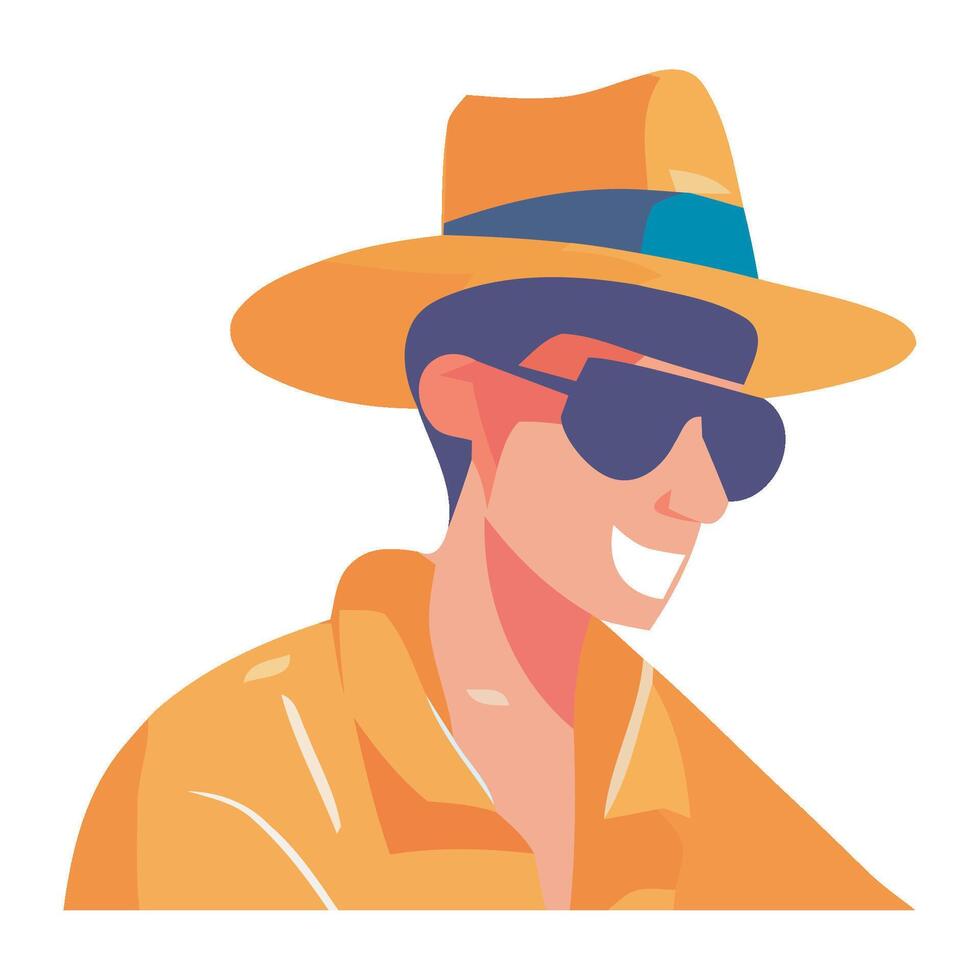 A man wearing a hat and sunglasses vector