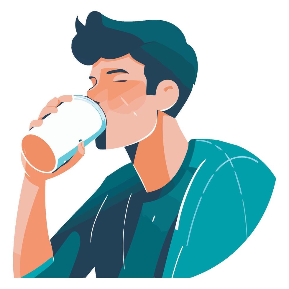 A man drinking milk from a glass vector