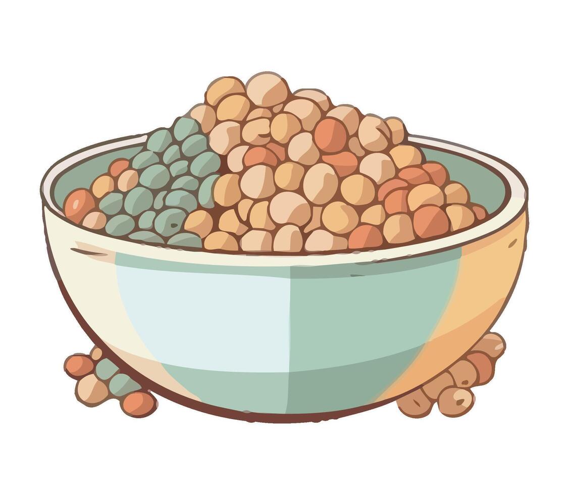 A bowl full of beans and peas vector