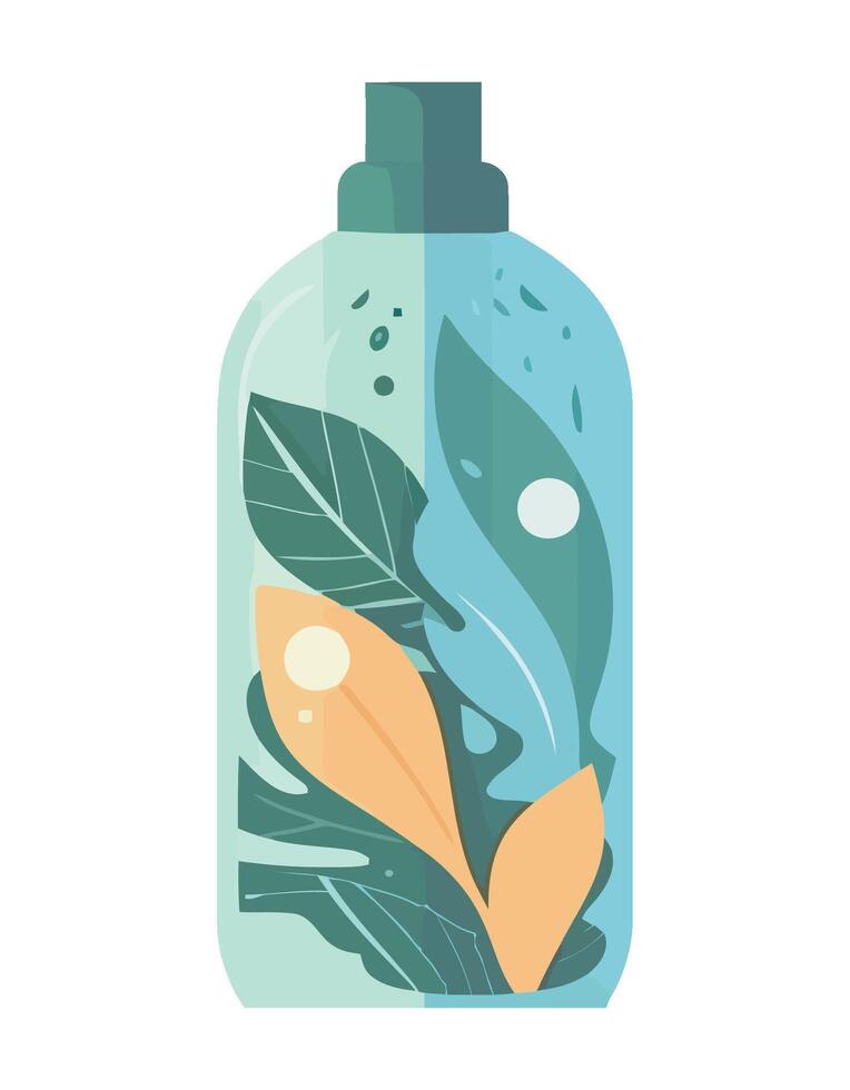 A bottle with leaves and water inside vector