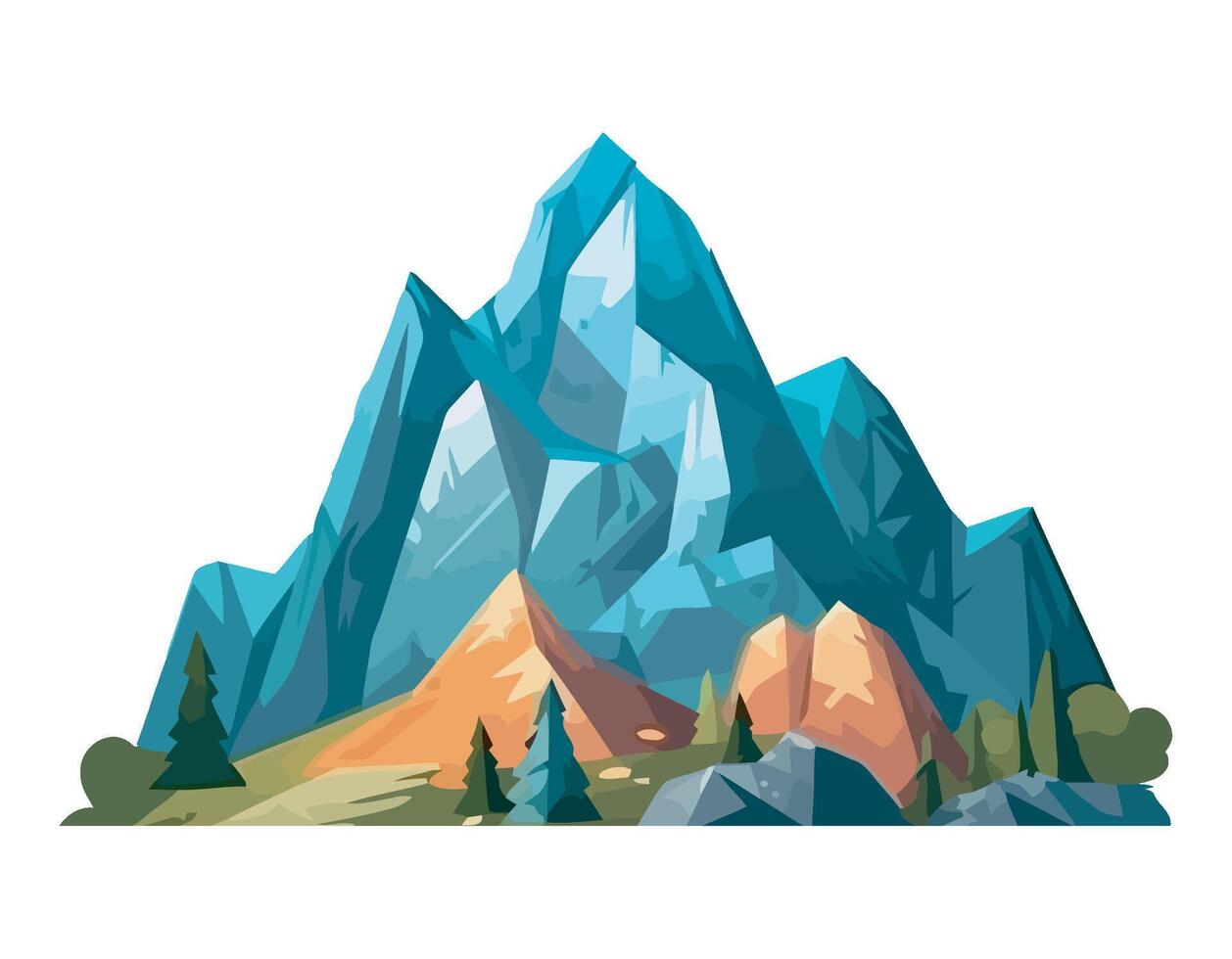 Mountain landscape with trees and rocks vector