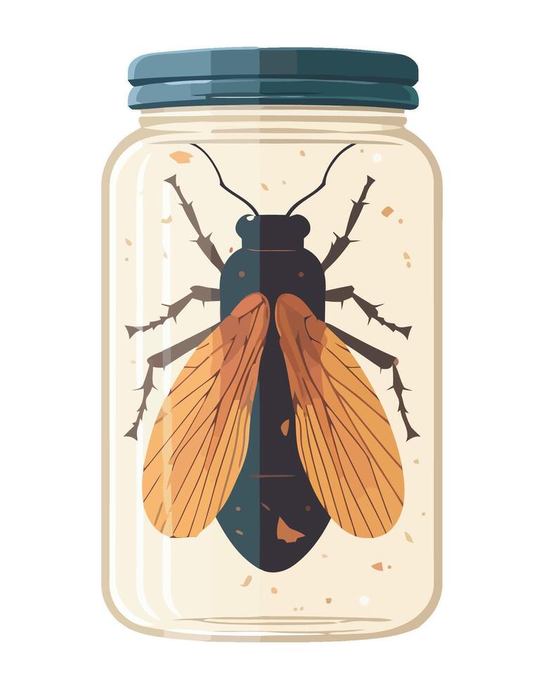 A glass jar with a bug inside vector