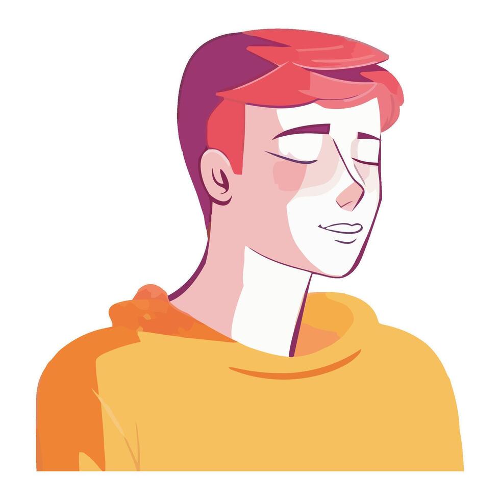 A man with red hair is looking up at the camera vector