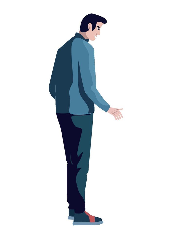 Man standing with his hands outstretched, flat style illustration vector