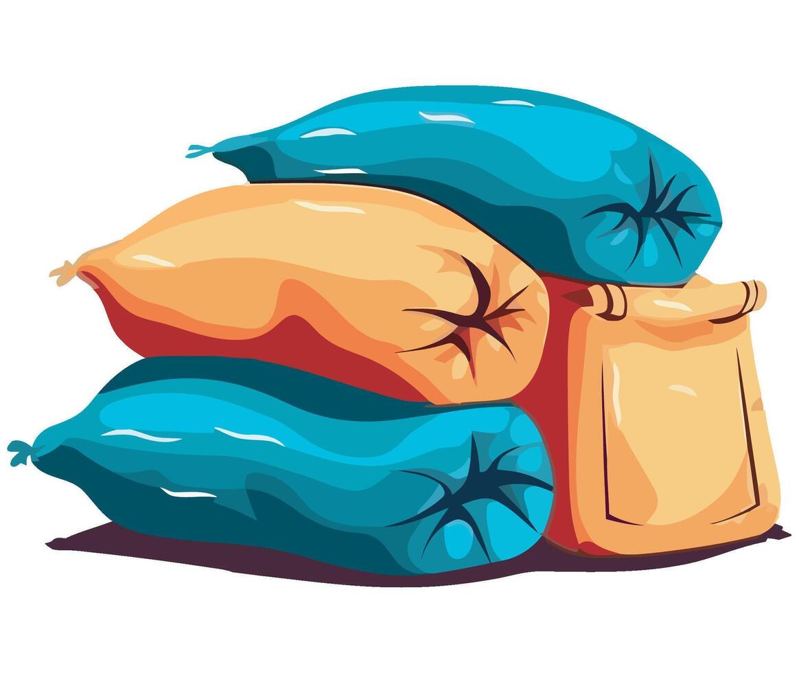 A pile of bags and a bag of sand vector