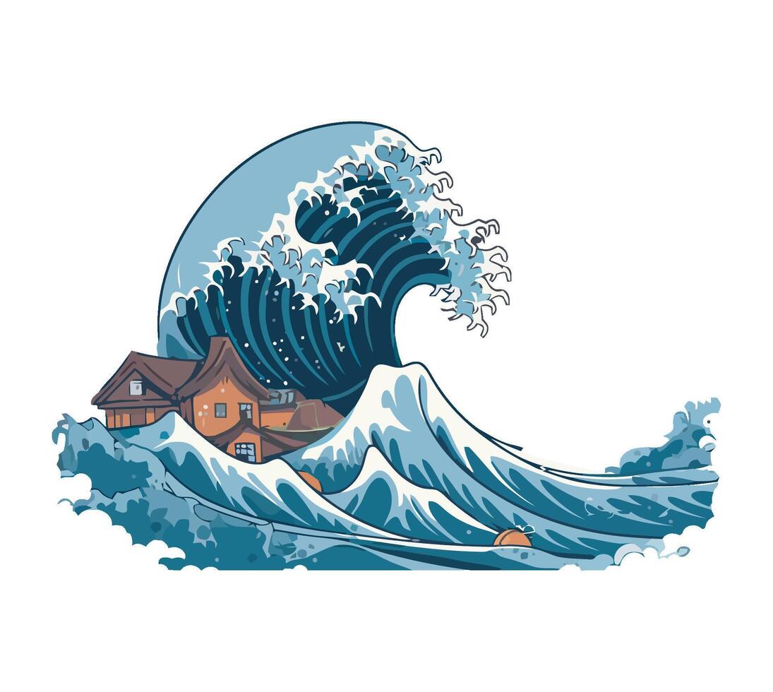 The great wave off kanagawa, japan vector