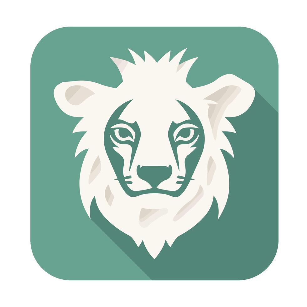 A lion head icon in a flat design vector
