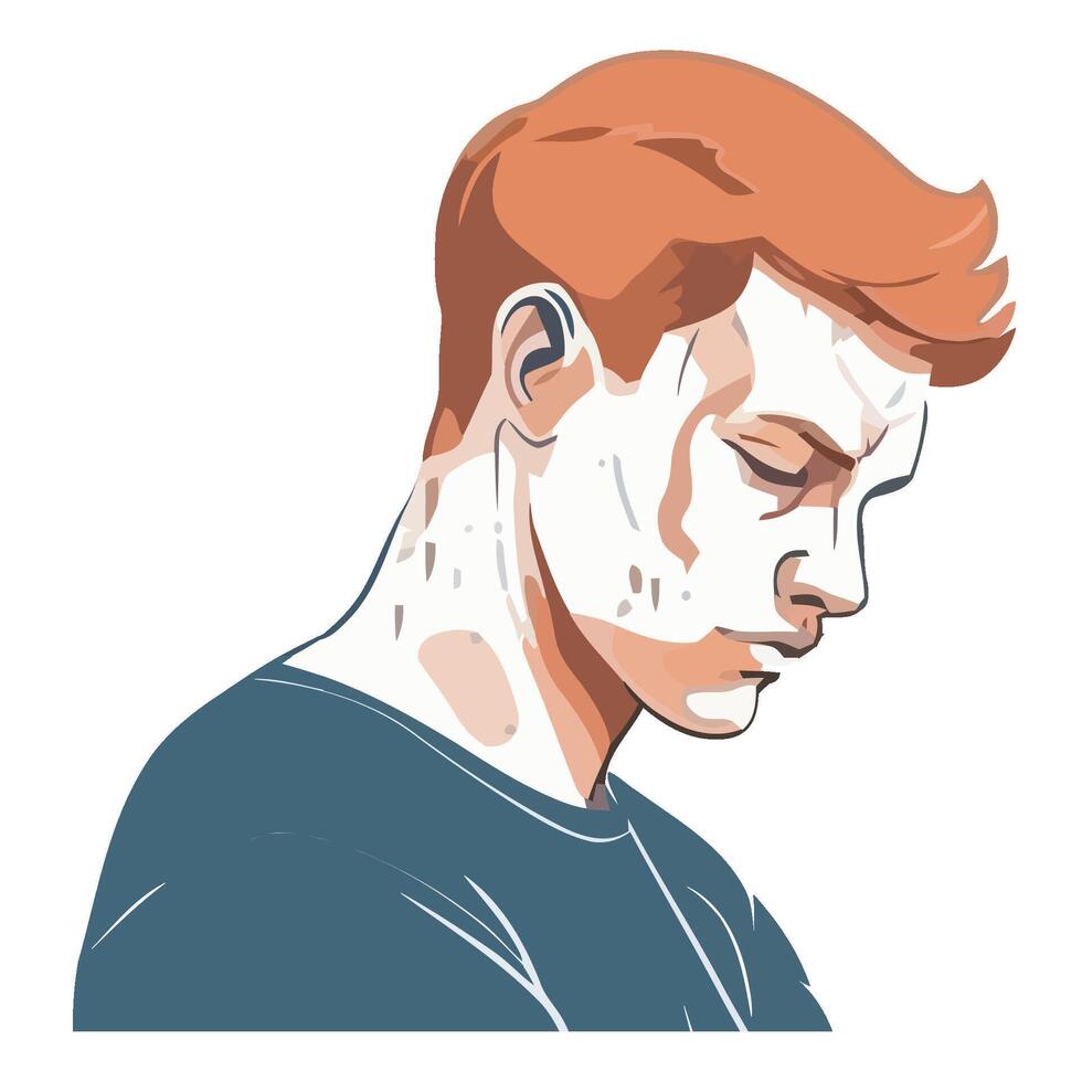 A man with red hair and a blue shirt vector
