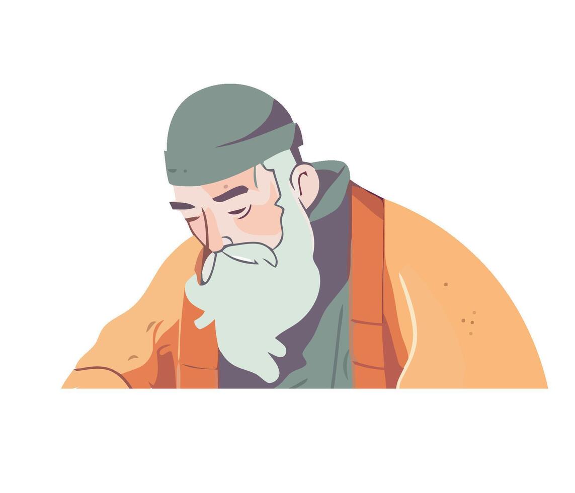 An illustration of an old man with a beard vector