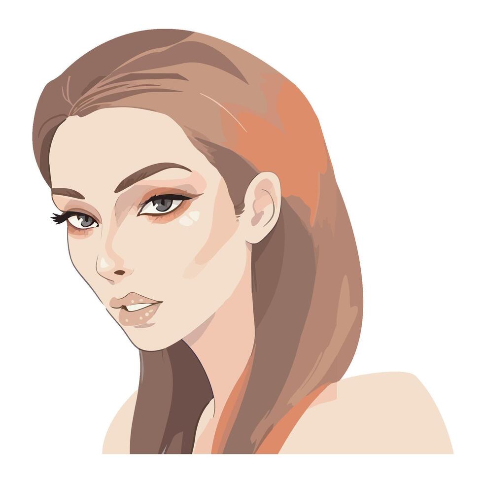 A woman with long hair and a pink eye vector