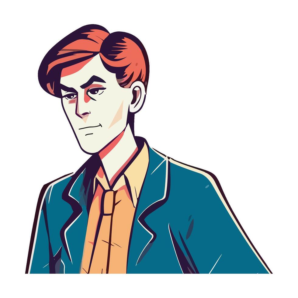 A cartoon man with red hair and a blue shirt vector