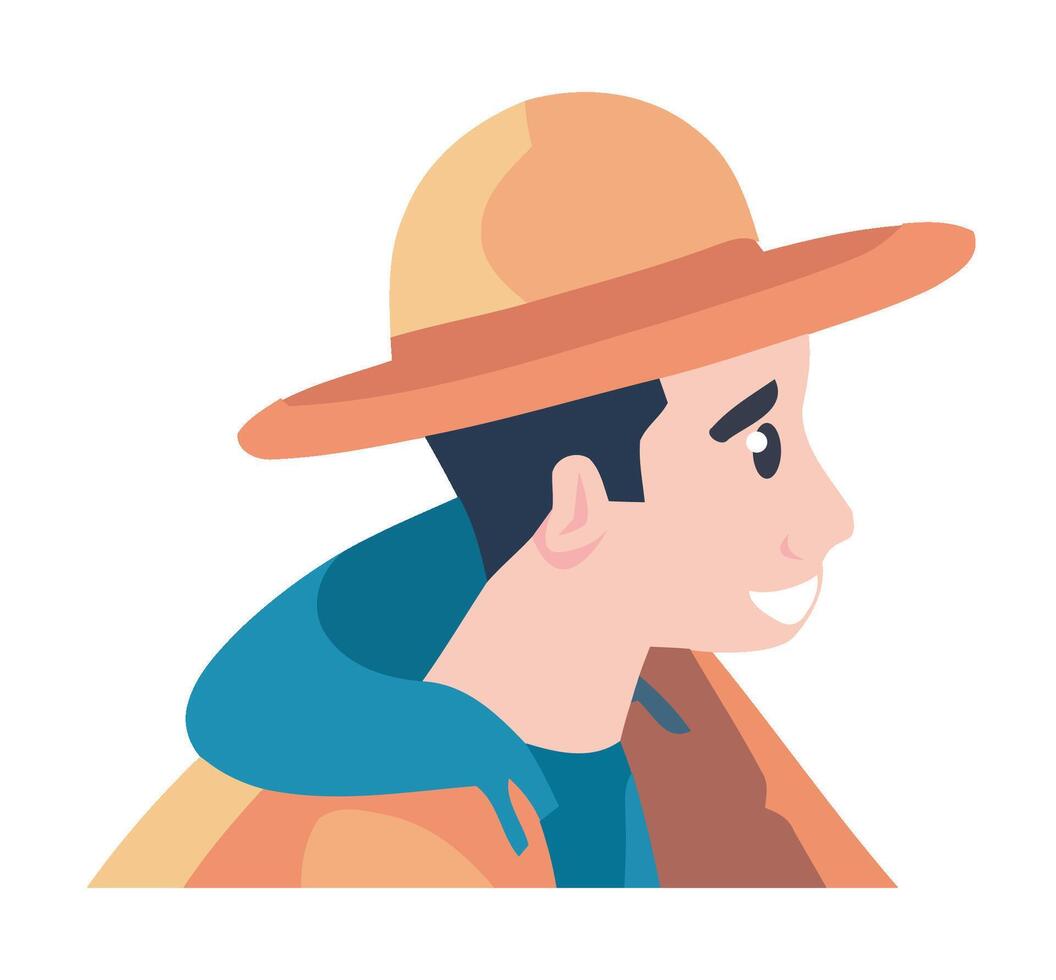 A man wearing a hat and a hat vector