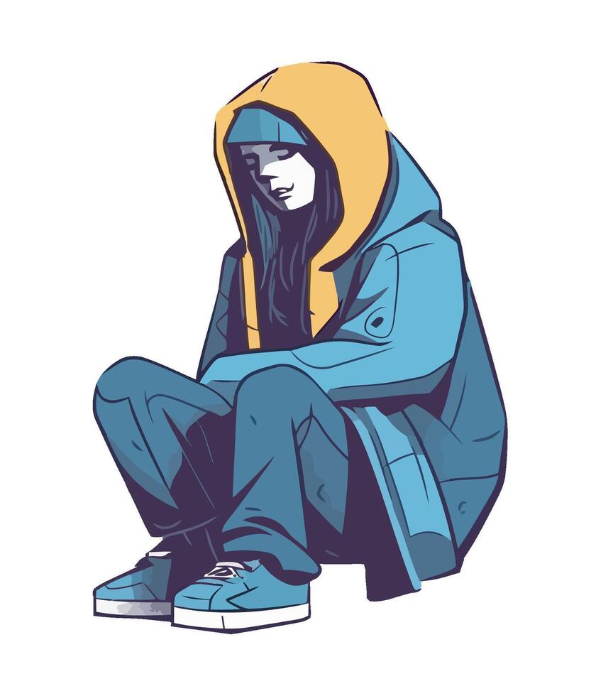 A cartoon illustration of a person sitting down vector