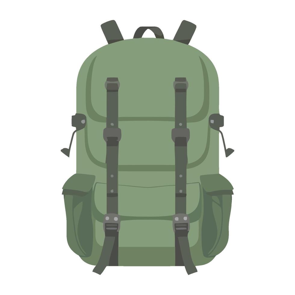 A green backpack on a white background vector