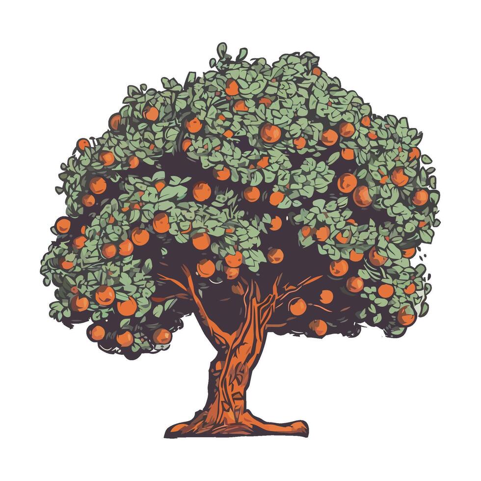 An orange tree with fruit on it vector