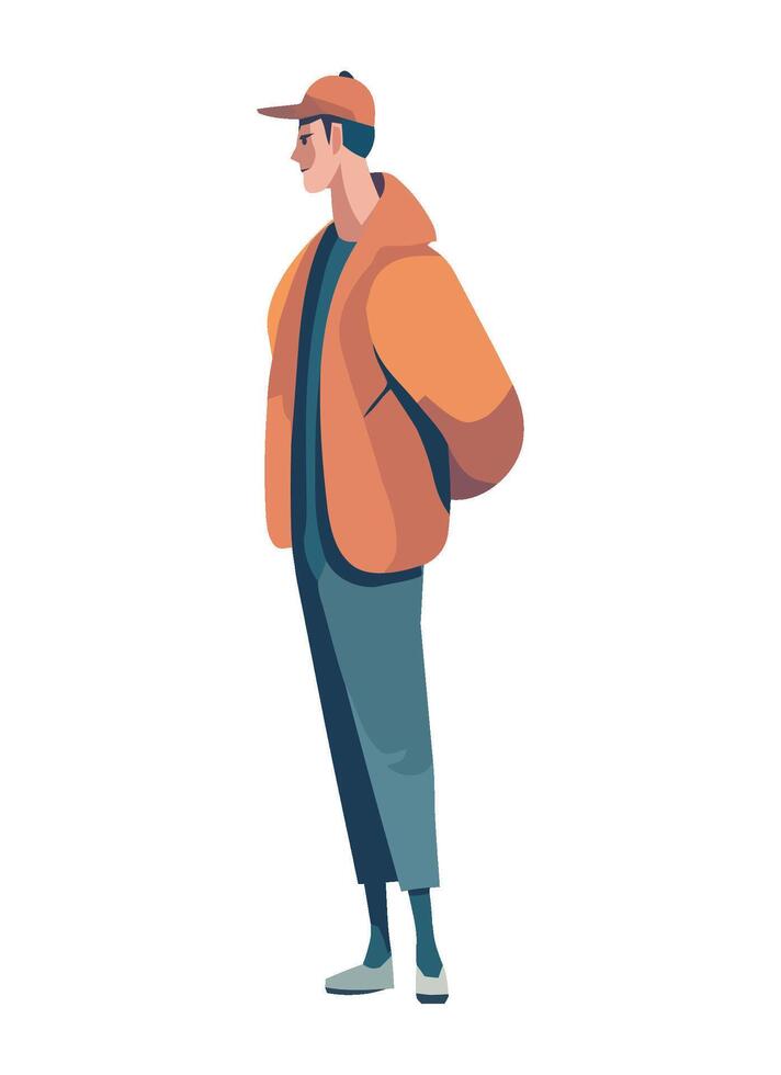 Man in winter jacket and hat illustration vector