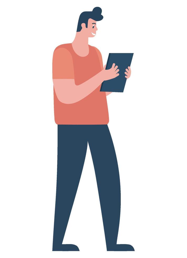Man with tablet computer illustration vector
