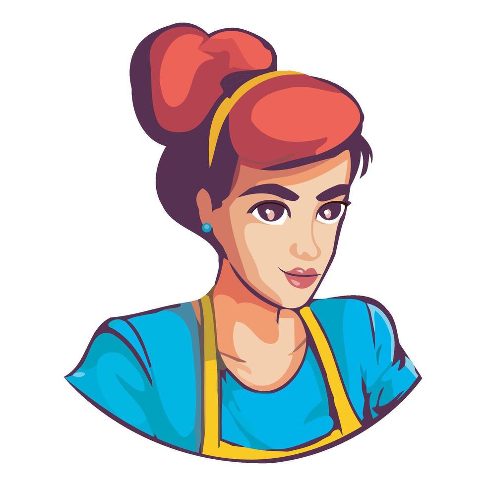 A cartoon woman with red hair and an apron vector