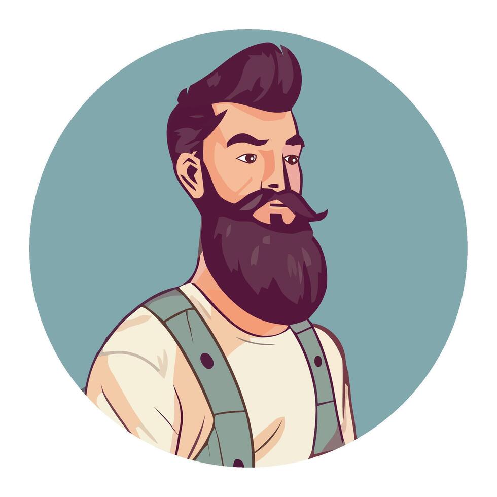 A man with a beard and suspenders vector