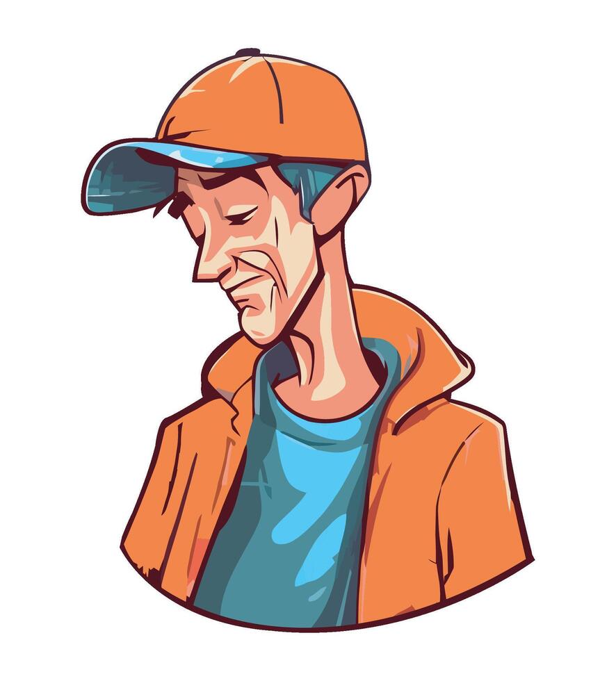 Cartoon man with hat and jacket vector