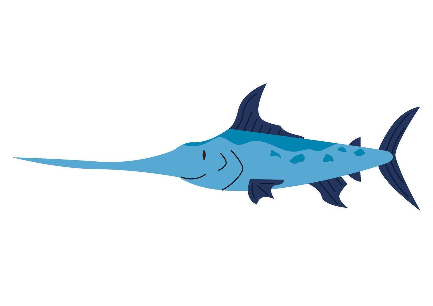 A blue marlin fish with a long tail vector